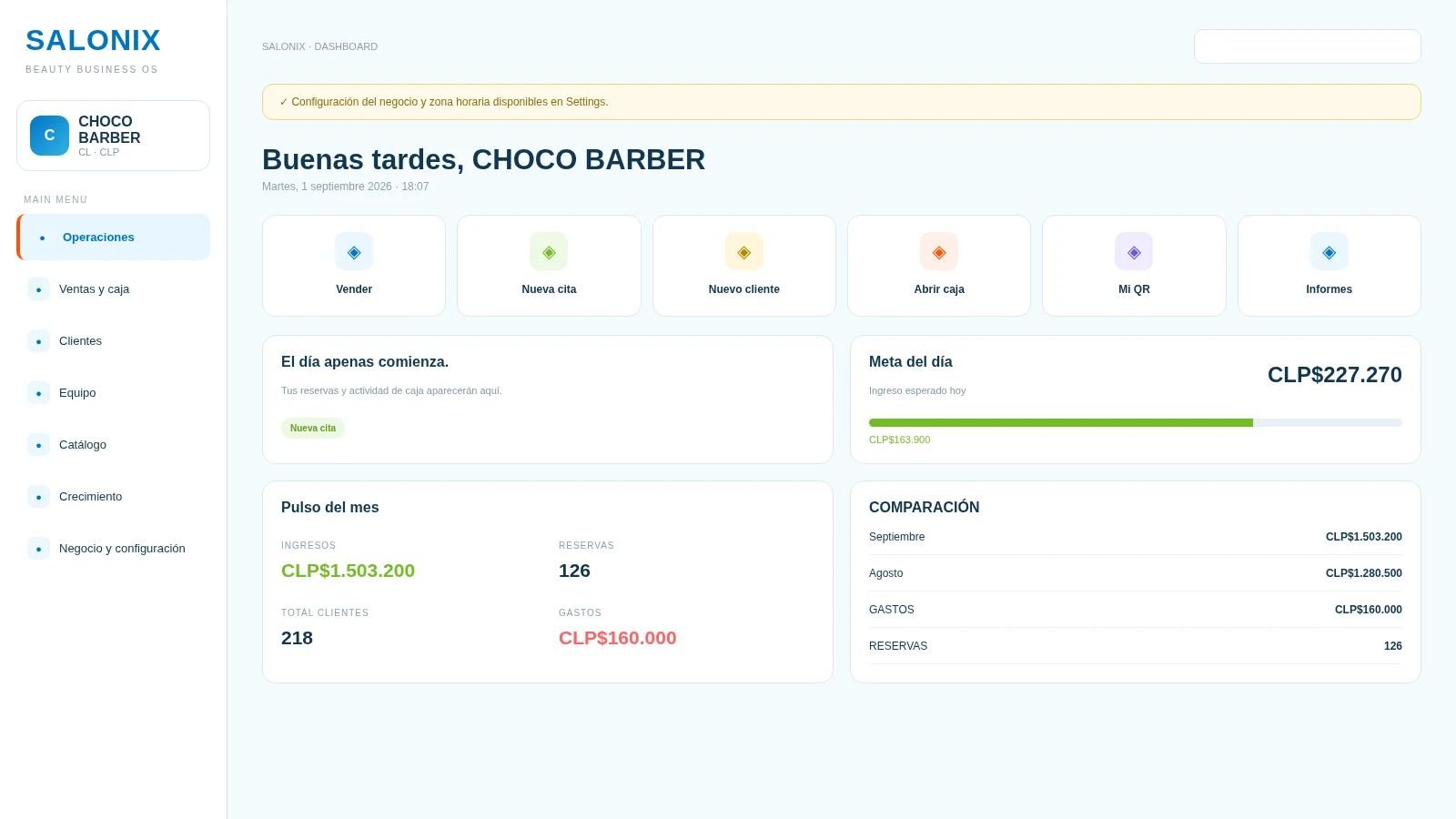 Salon dashboard